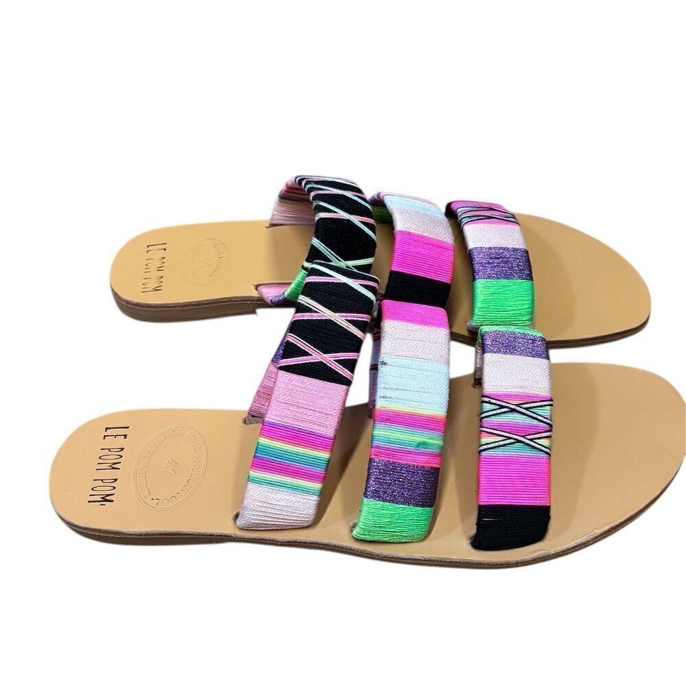 Le Pom Pom ARLENE 3 STRAND SANDALS NWOT Size 41 / 11 - Picture 4 of 6
